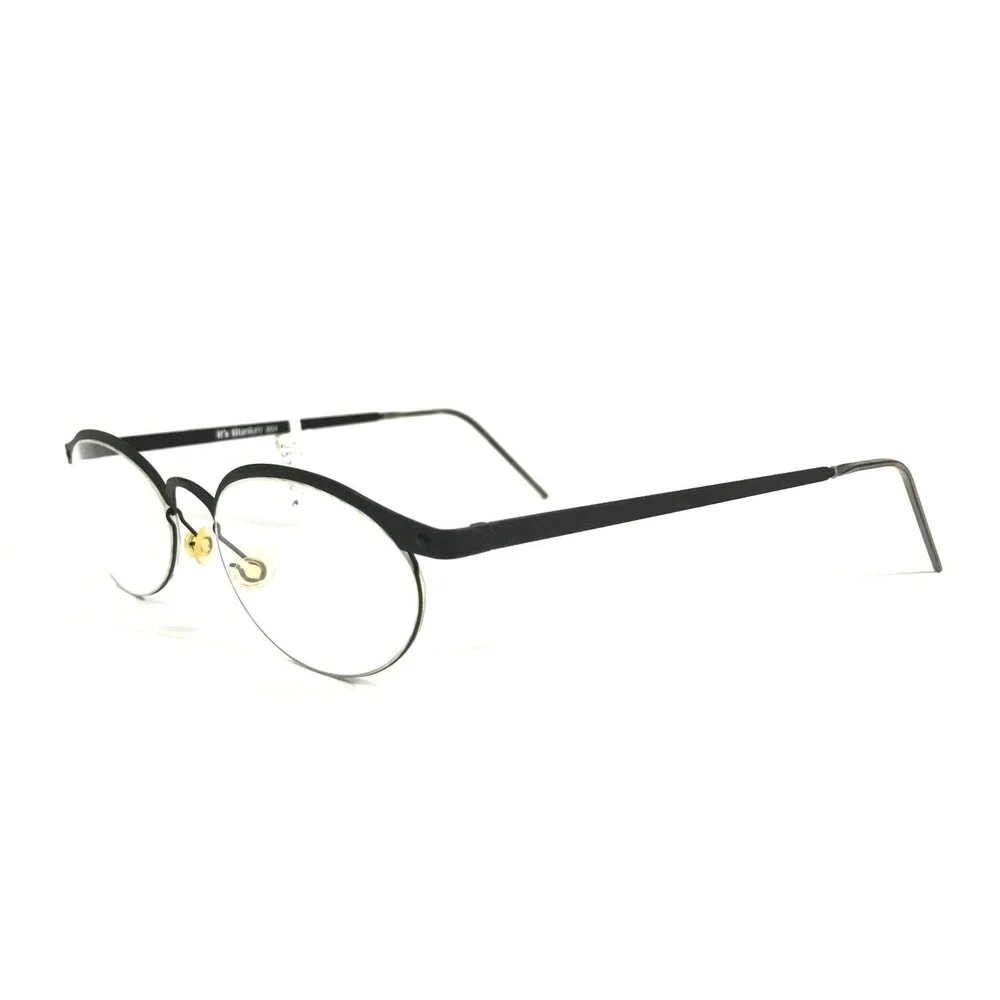 It's Titanium 604 Eyeglasses Frames Black Round Oval Full Rim 47-15-130